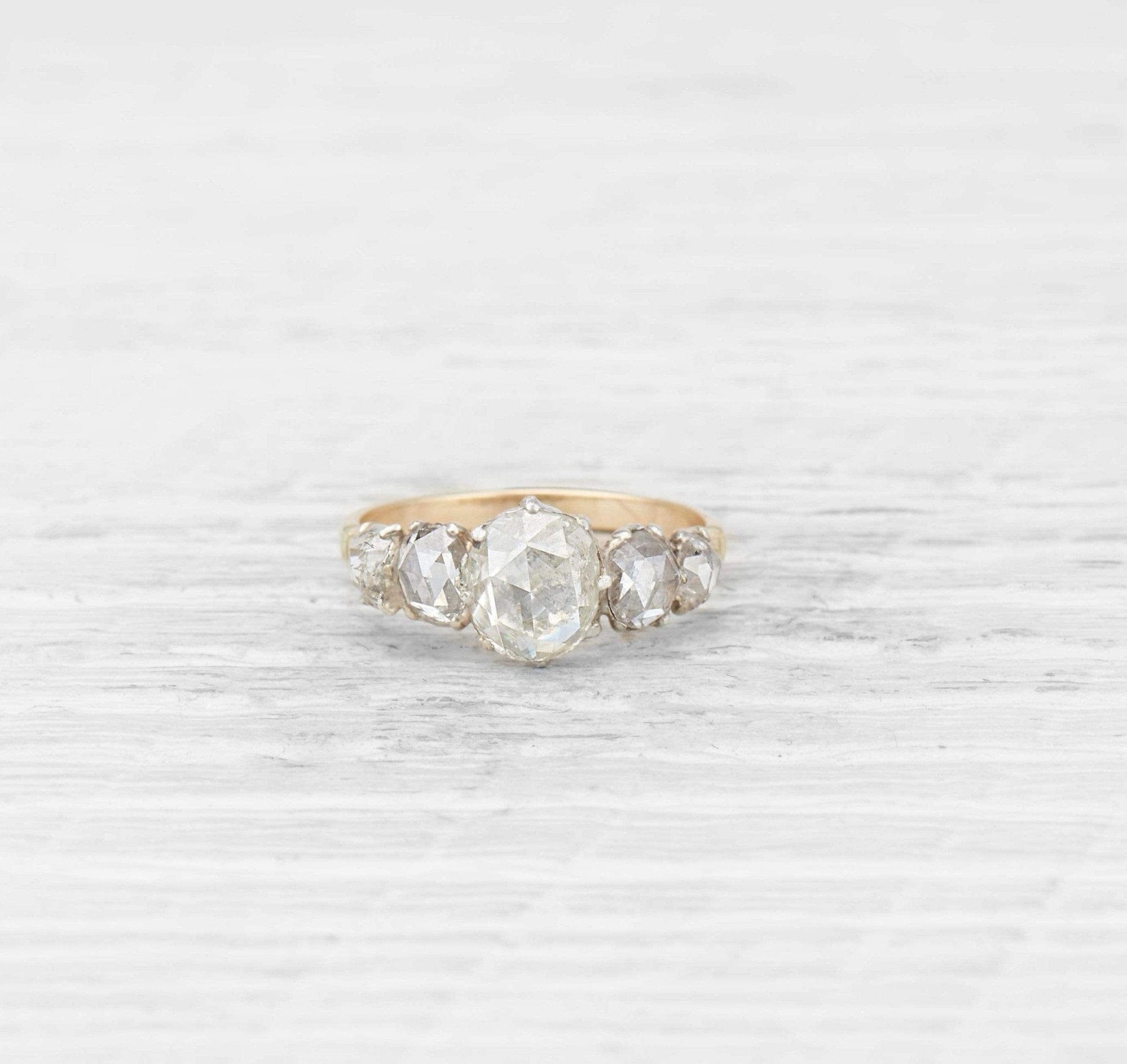 RARE ANTIQUE GEORGIAN DIAMOND SOLITAIRE RING, in high carat gold and  silver. Set with a large love